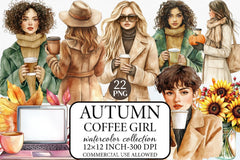 Autumn Coffee Girl Clipart Bundle - CraftNest - Digital Crafting and Art