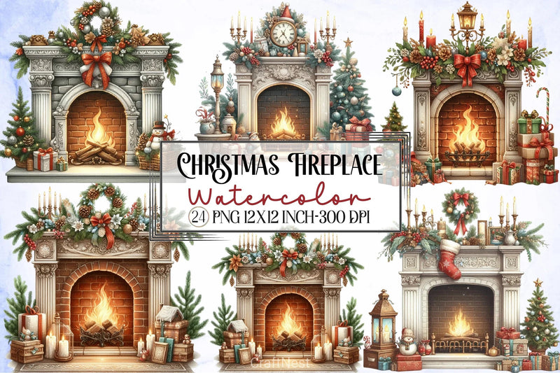 Christmas Fireplace Clipart Bundle 5 - CraftNest - Digital Crafting and Art