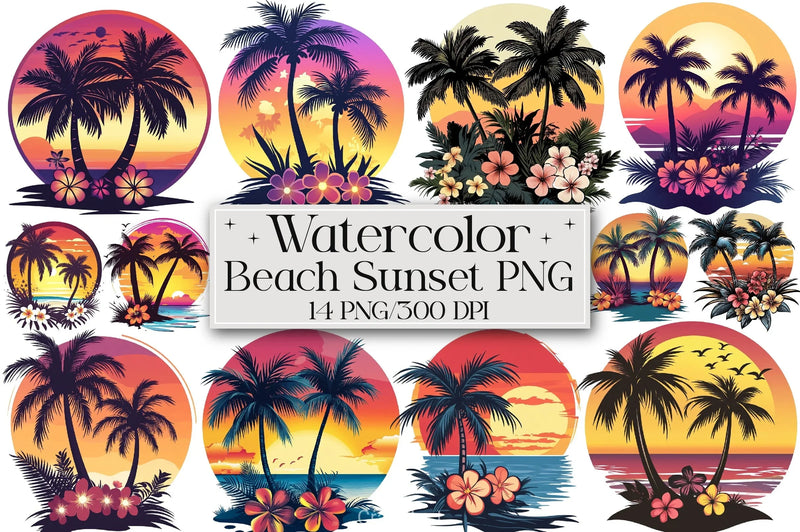 Beach Sunset Clipart Bundle - CraftNest - Digital Crafting and Art