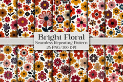 Bright Floral Seamless Pattern Digital Paper - CraftNest - Digital Crafting and Art