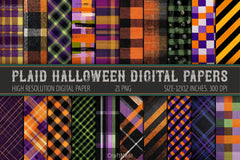 Plaid Halloween Digital Papers - CraftNest - Digital Crafting and Art