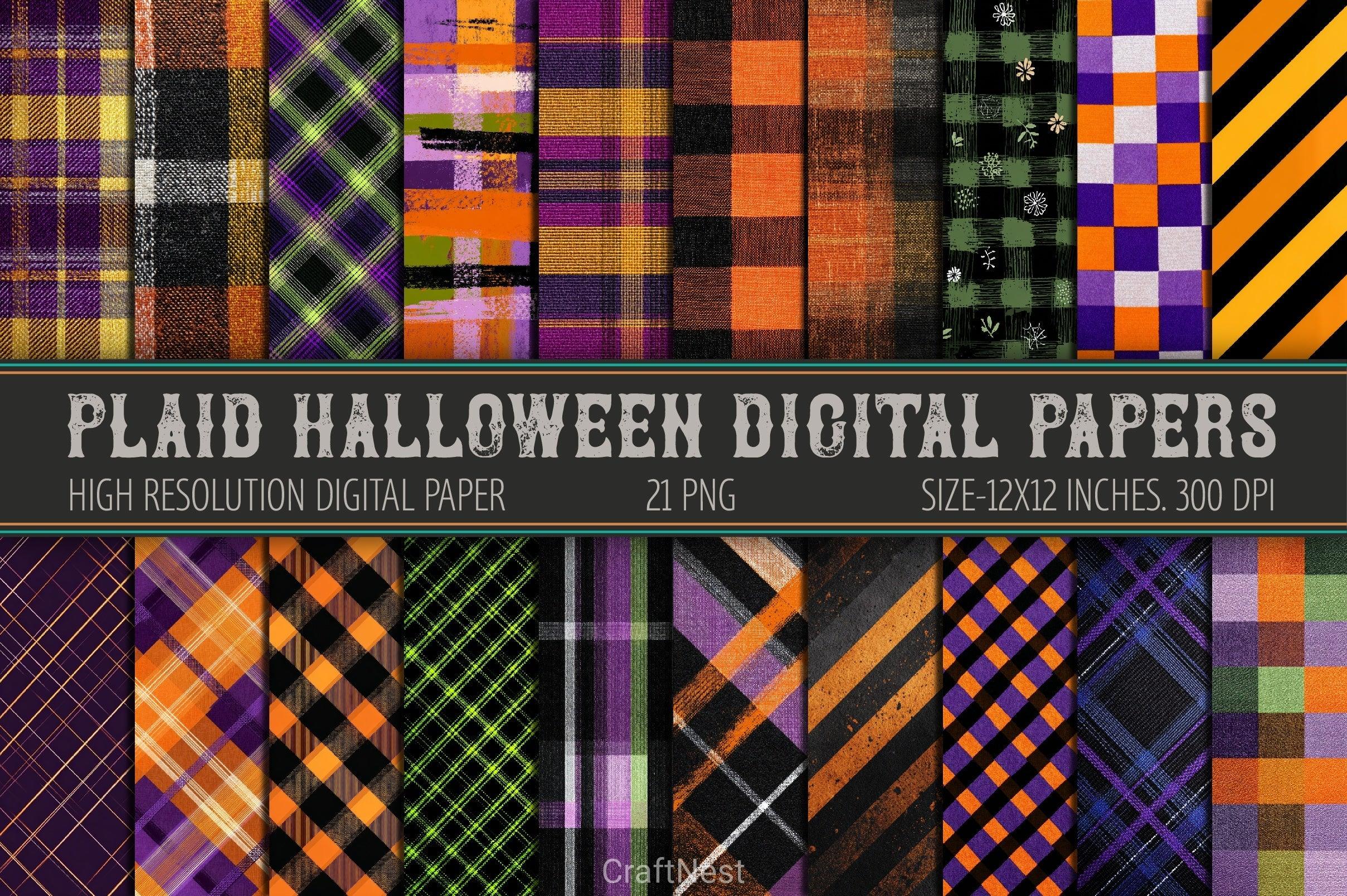 Plaid Halloween Digital Papers - CraftNest - Digital Crafting and Art