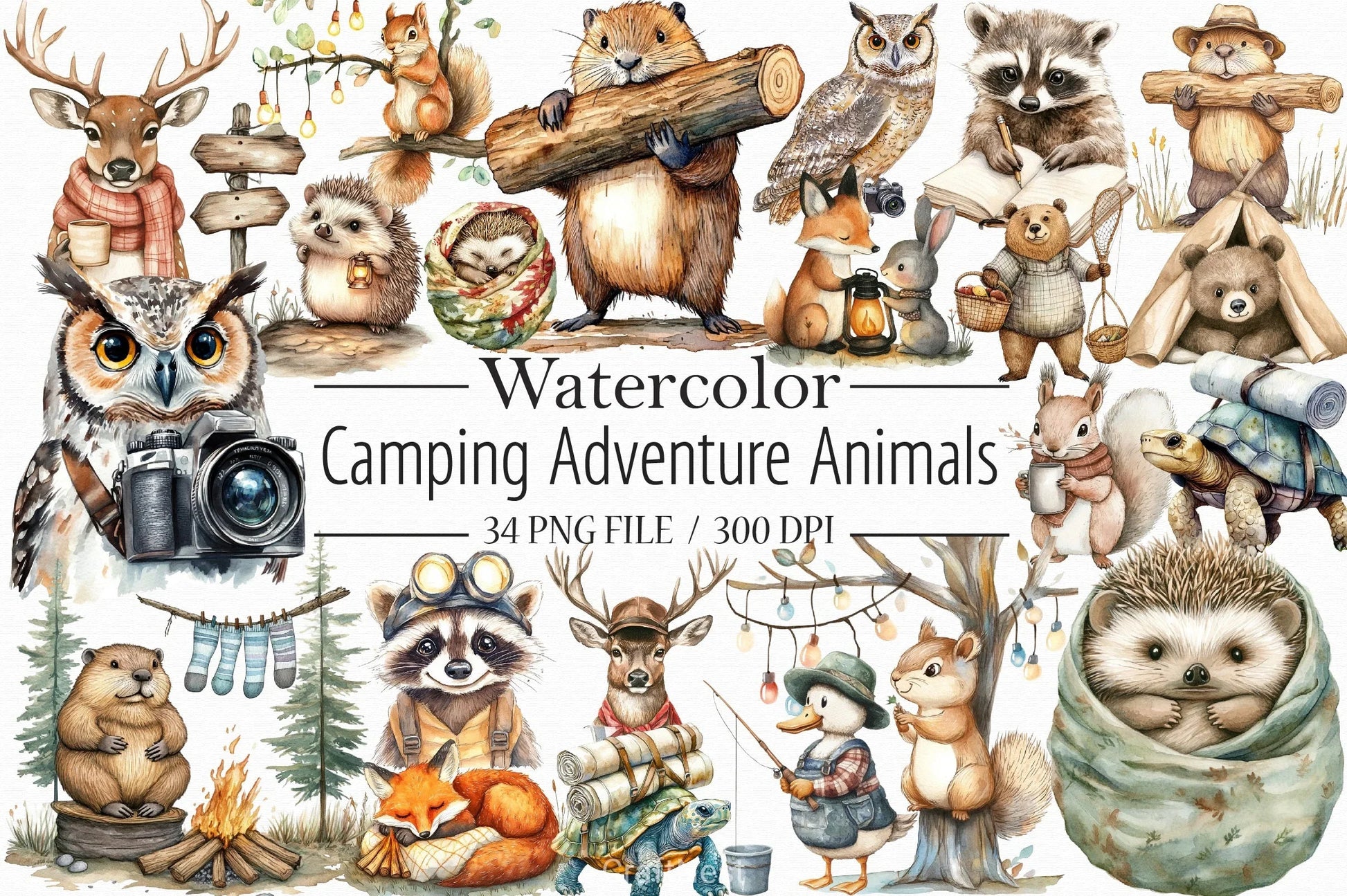 Camping Adventure Animals Clipart Bundle - CraftNest - Digital Crafting and Art