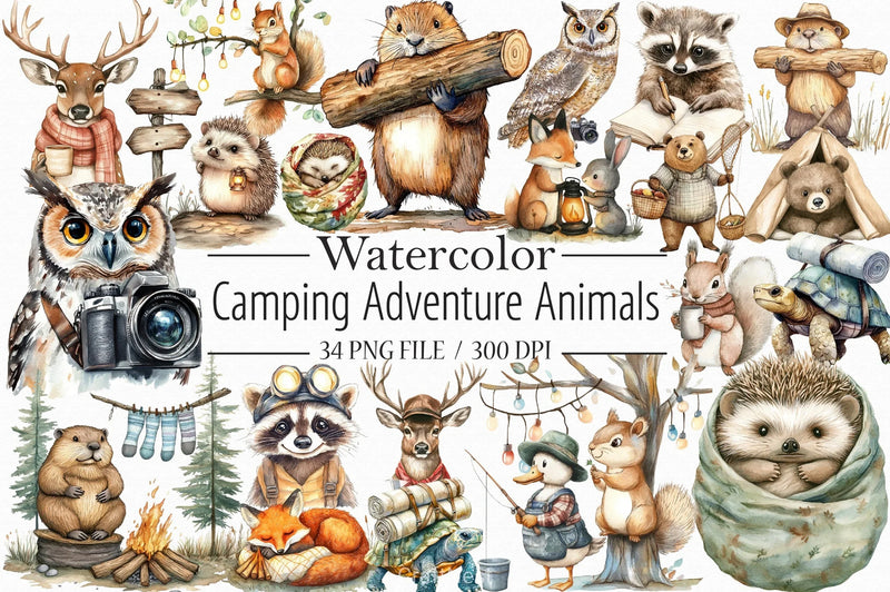 Camping Adventure Animals Clipart Bundle - CraftNest - Digital Crafting and Art