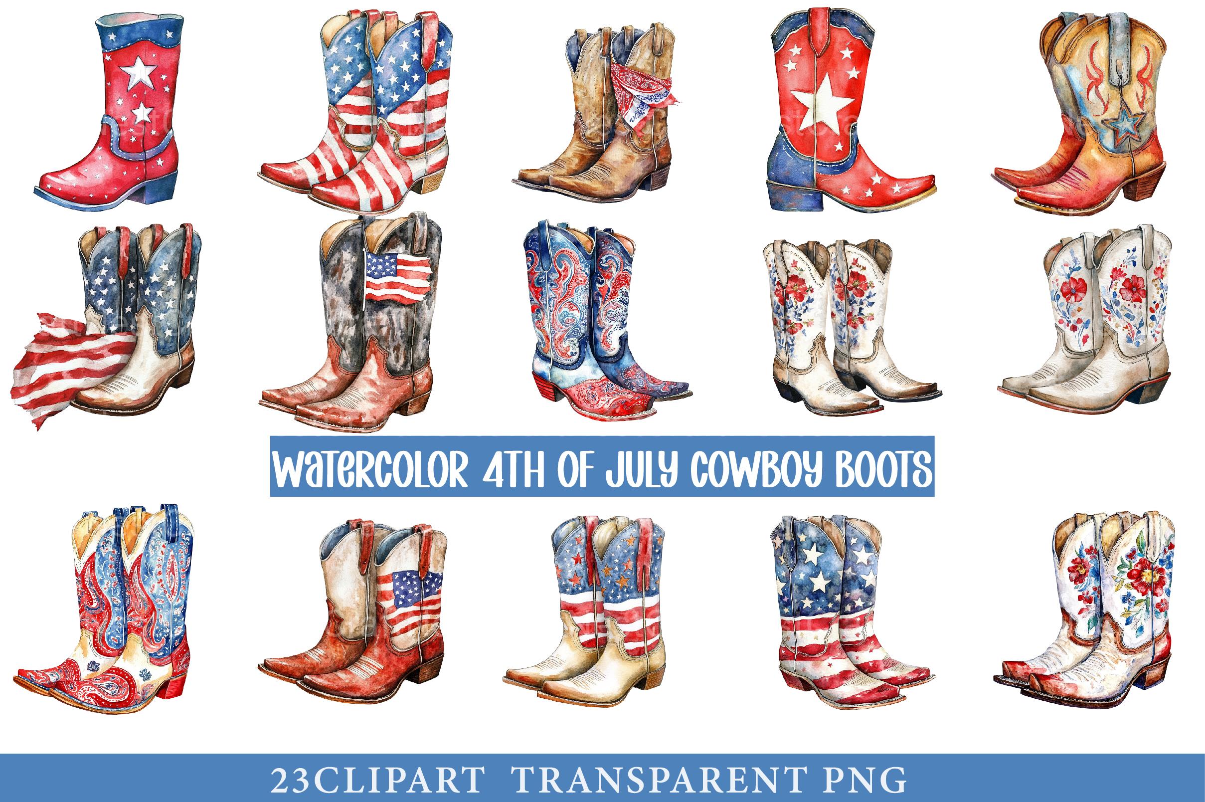 4th of July Cowboy Boots Clipart