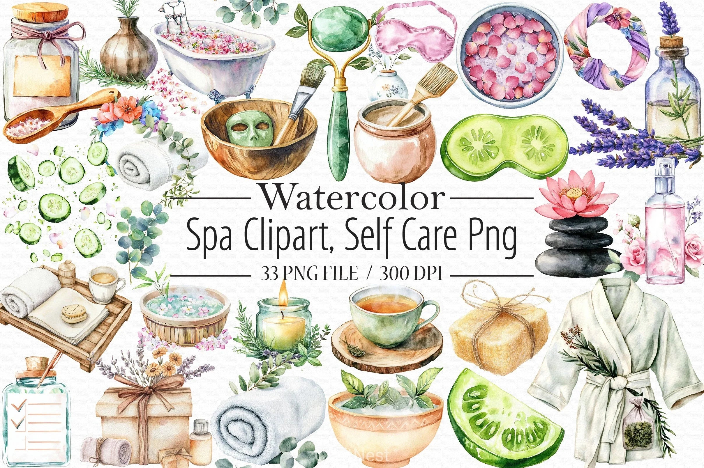 Spa Self Care Clipart Bundle - CraftNest - Digital Crafting and Art