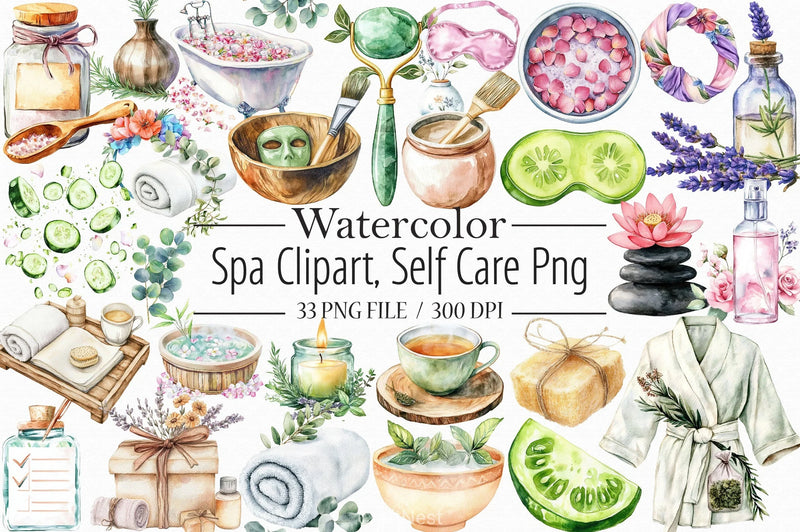 Spa Self Care Clipart Bundle - CraftNest - Digital Crafting and Art
