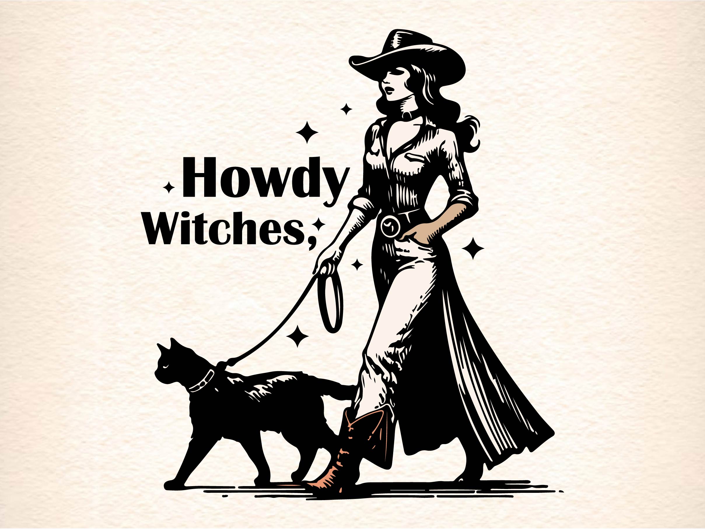 Howdy Witches Vintage Halloween Clipart Bundle