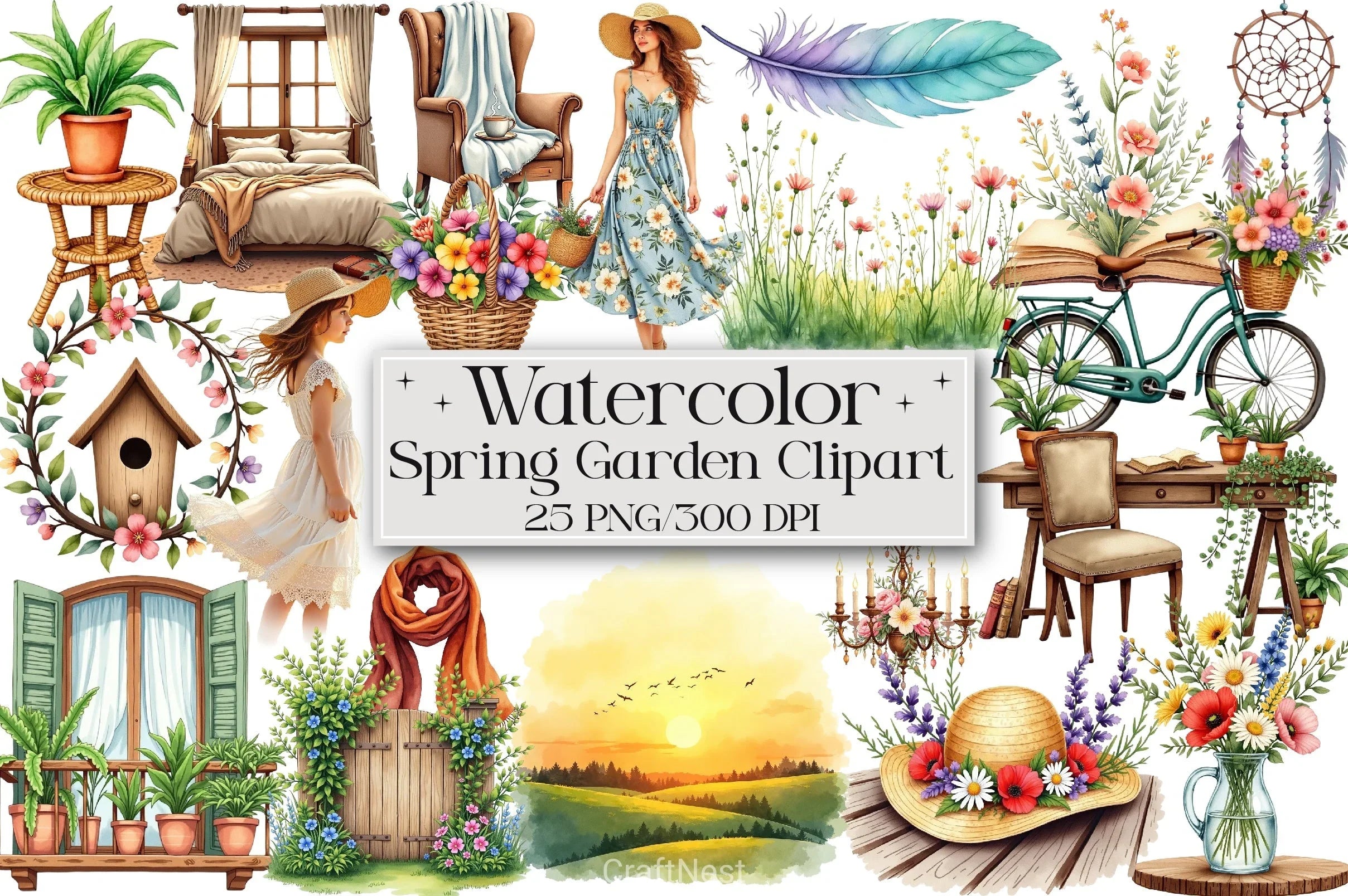 Spring Garden Clipart Bundle - CraftNest - Digital Crafting and Art