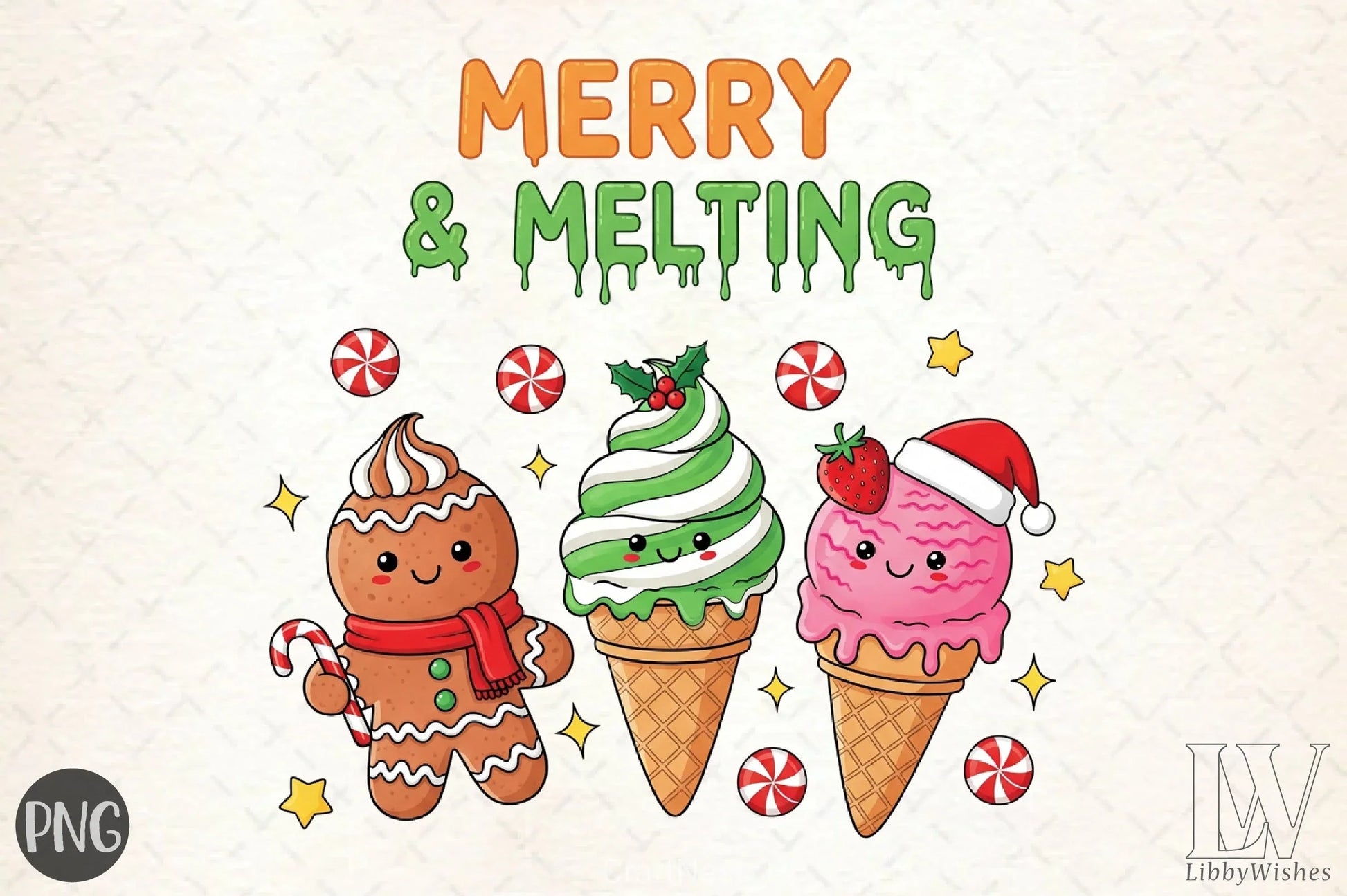 Merry & Melting Christmas Ice Cream Clipart Bundle - CraftNest - Digital Crafting and Art