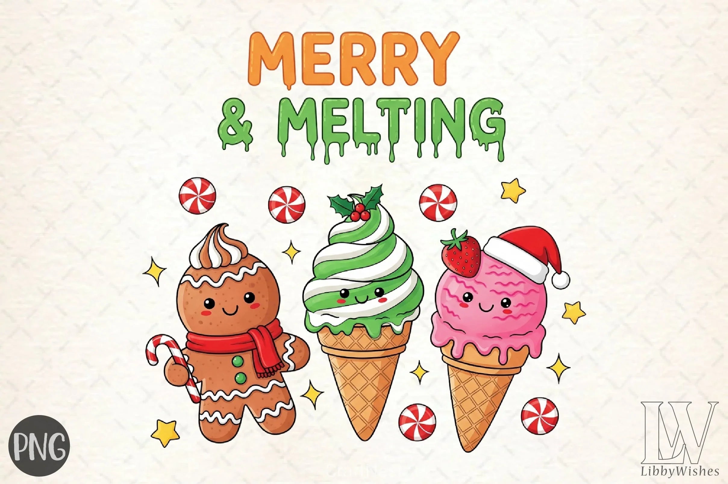 Merry & Melting Christmas Ice Cream Clipart Bundle - CraftNest - Digital Crafting and Art
