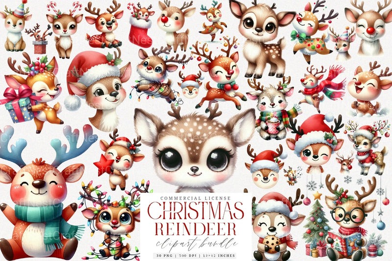 Quirky Christmas Reindeer Clipart Bundle 25 - CraftNest - Digital Crafting and Art