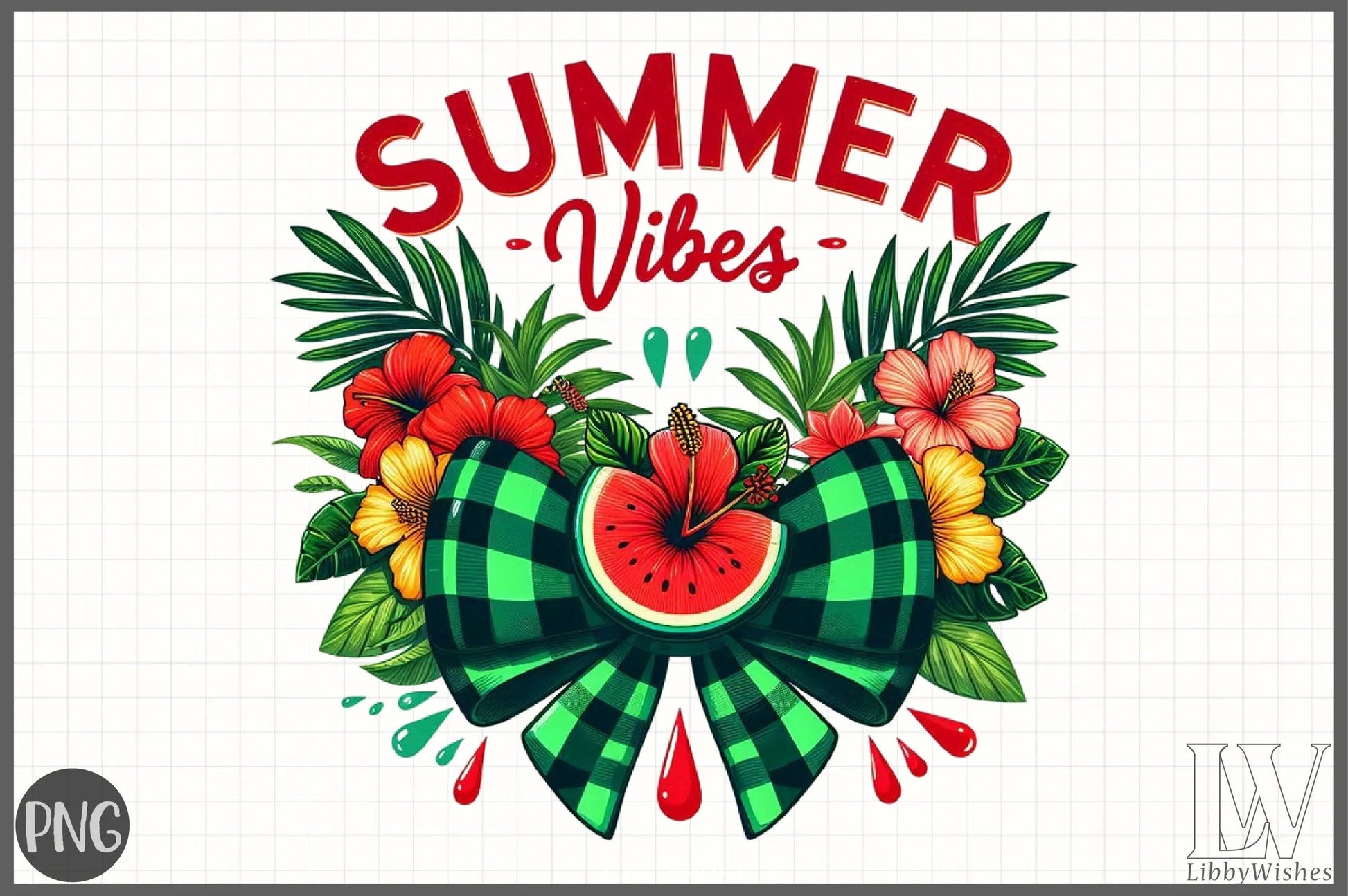 Retro Summer Vibes Watermelon Bow Clipart Bundle - CraftNest - Digital Crafting and Art