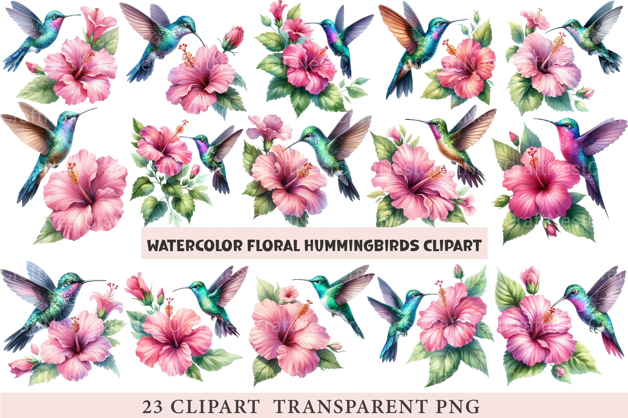 Floral Hummingbirds Clipart