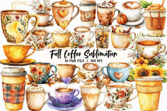 Fall Coffee Clipart Bundle 3 - CraftNest - Digital Crafting and Art