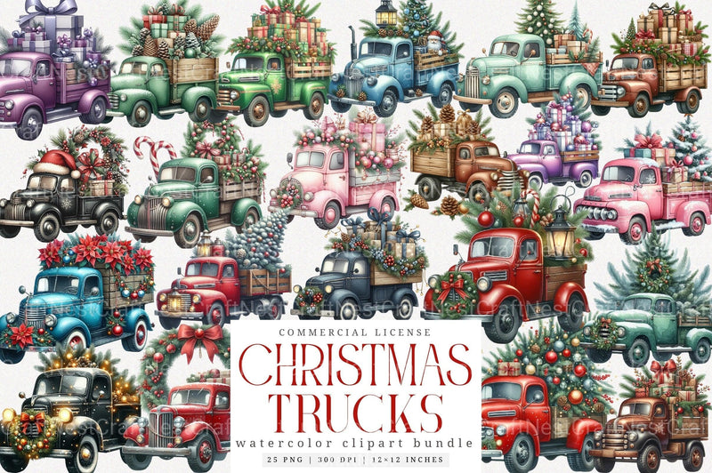 Christmas Trucks Clipart Bundle - CraftNest - Digital Crafting and Art
