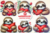 Valentine Sloth Clipart Bundle
