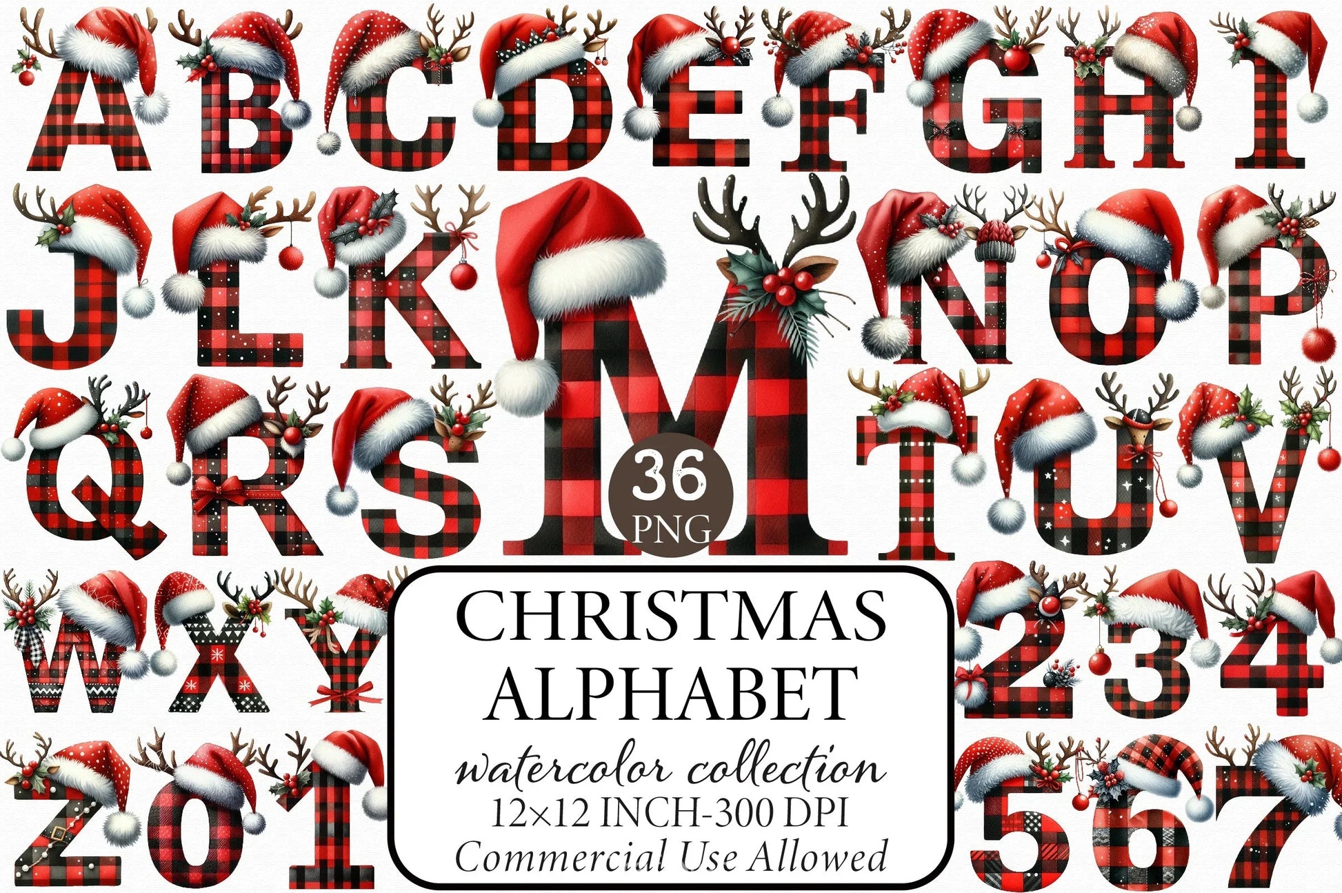 Christmas Alphabet Clipart Bundle 3 - CraftNest - Digital Crafting and Art