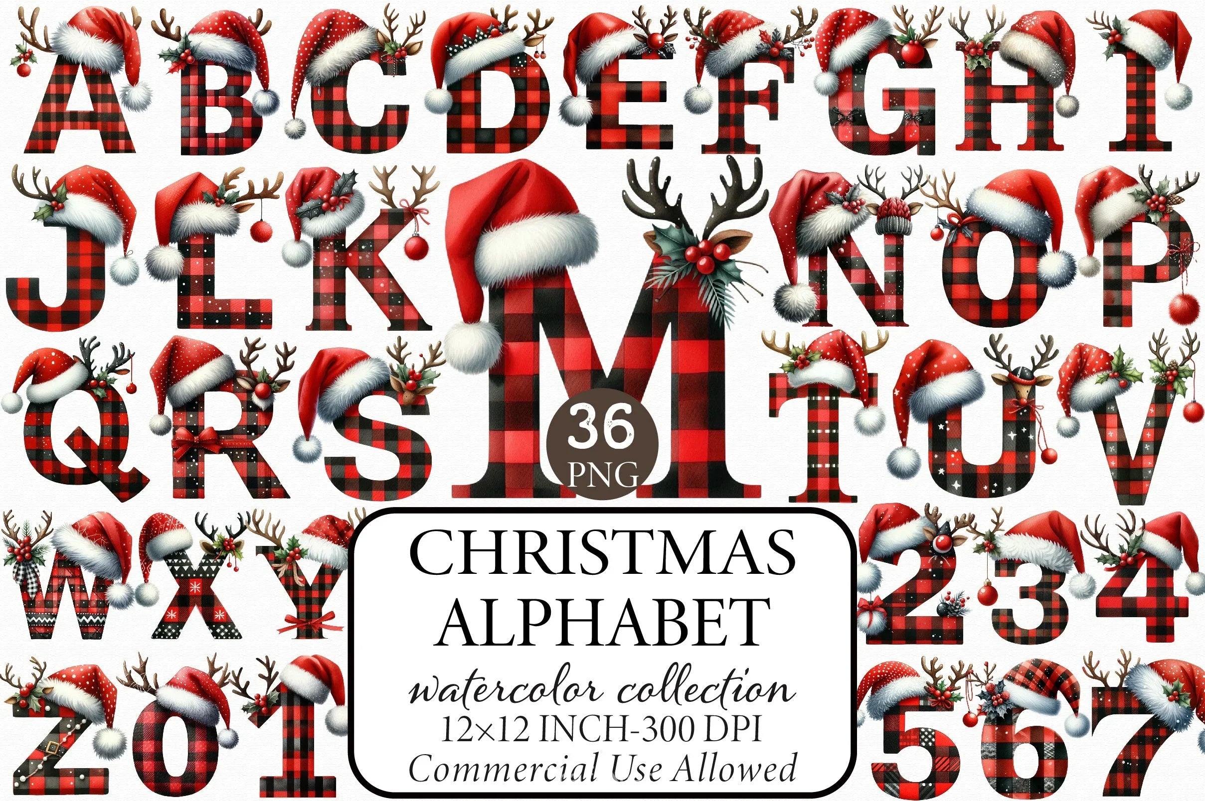 Christmas Alphabet Clipart Bundle 3 - CraftNest - Digital Crafting and Art