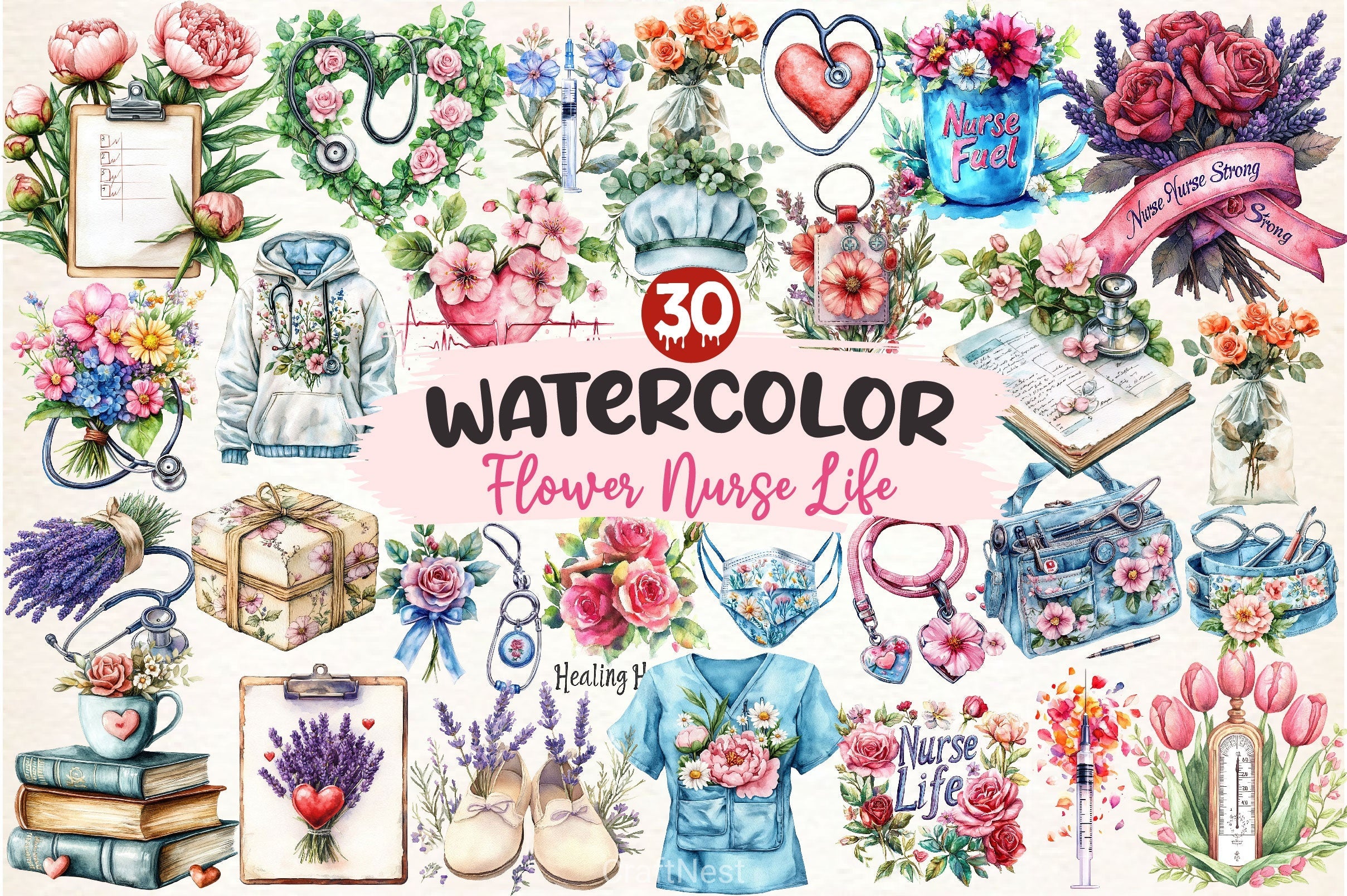 Flower Nurse Life Clipart Bundle
