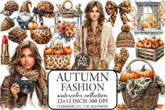 Autumn Fashion Clipart Bundle - CraftNest - Digital Crafting and Art