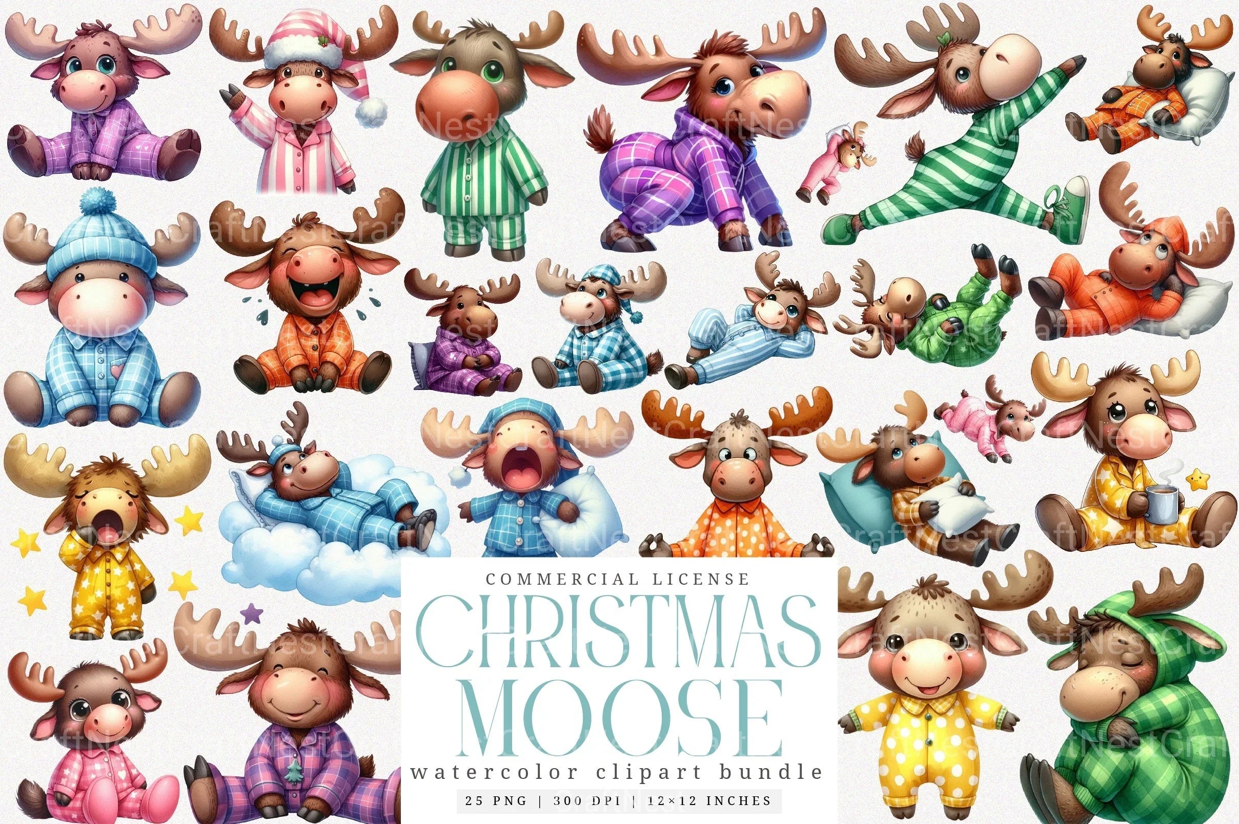 Funny Moose Clipart Bundle - CraftNest - Digital Crafting and Art