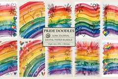 Pride Doodles Junk Journal Papers - CraftNest - Digital Crafting and Art
