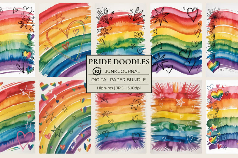 Pride Doodles Junk Journal Papers - CraftNest - Digital Crafting and Art