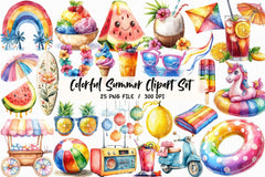 Colorful Summer Set Clipart Bundle - CraftNest - Digital Crafting and Art