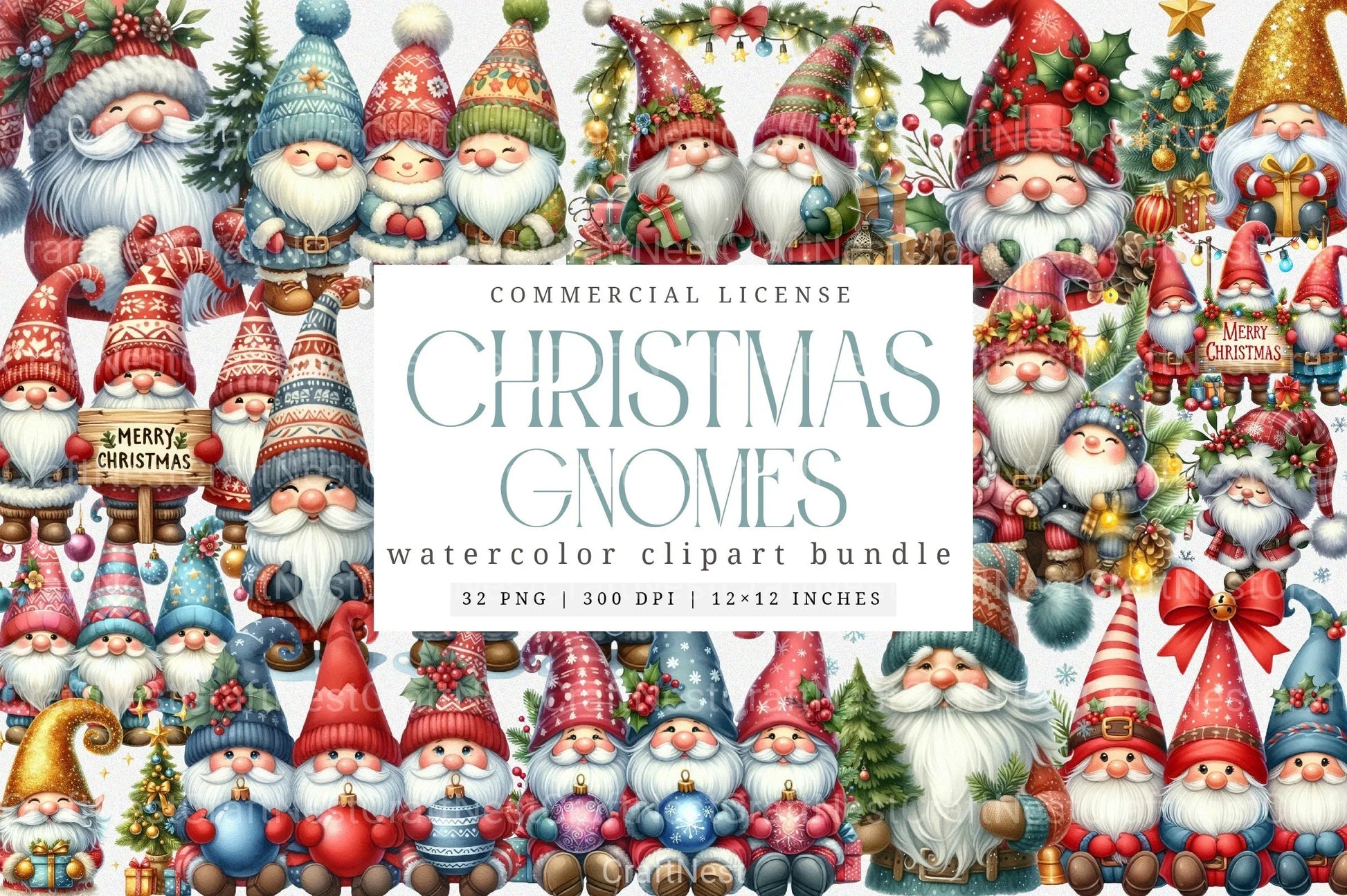 Christmas Gnome Winter Graphics Clipart Bundle - CraftNest - Digital Crafting and Art