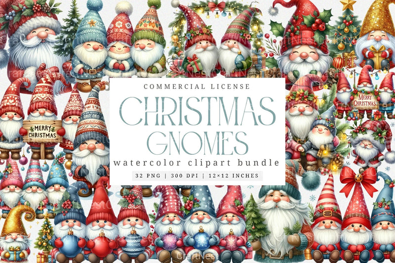 Christmas Gnome Winter Graphics Clipart Bundle - CraftNest - Digital Crafting and Art