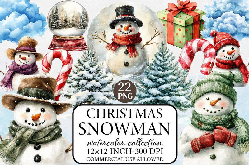 Christmas Snowman Clipart Bundle 15 - CraftNest - Digital Crafting and Art