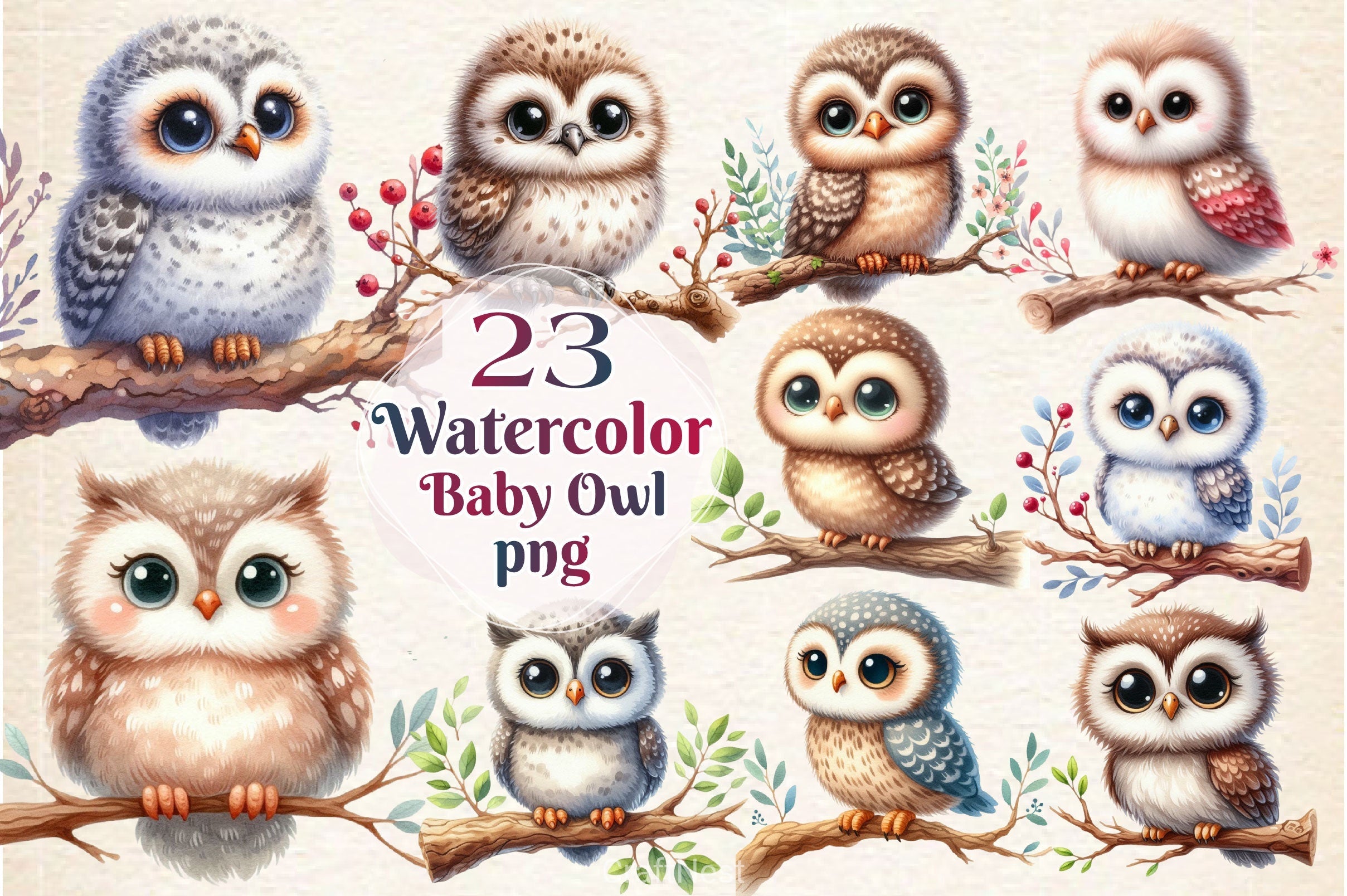Baby Owl Clip Art Clipart Bundle