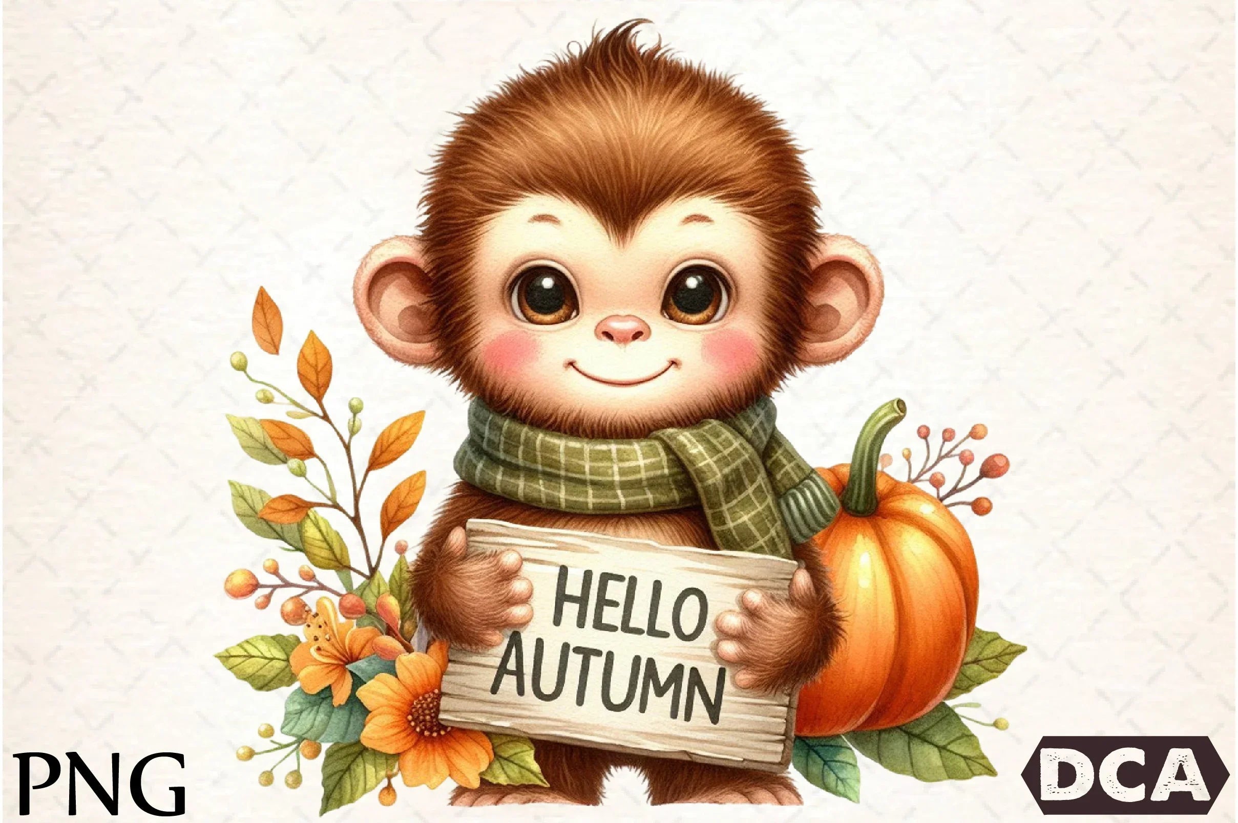 Cute Autumn Monkey Clipart Bundle - CraftNest - Digital Crafting and Art