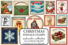 Vintage Christmas Stamps Clipart Bundle - CraftNest - Digital Crafting and Art