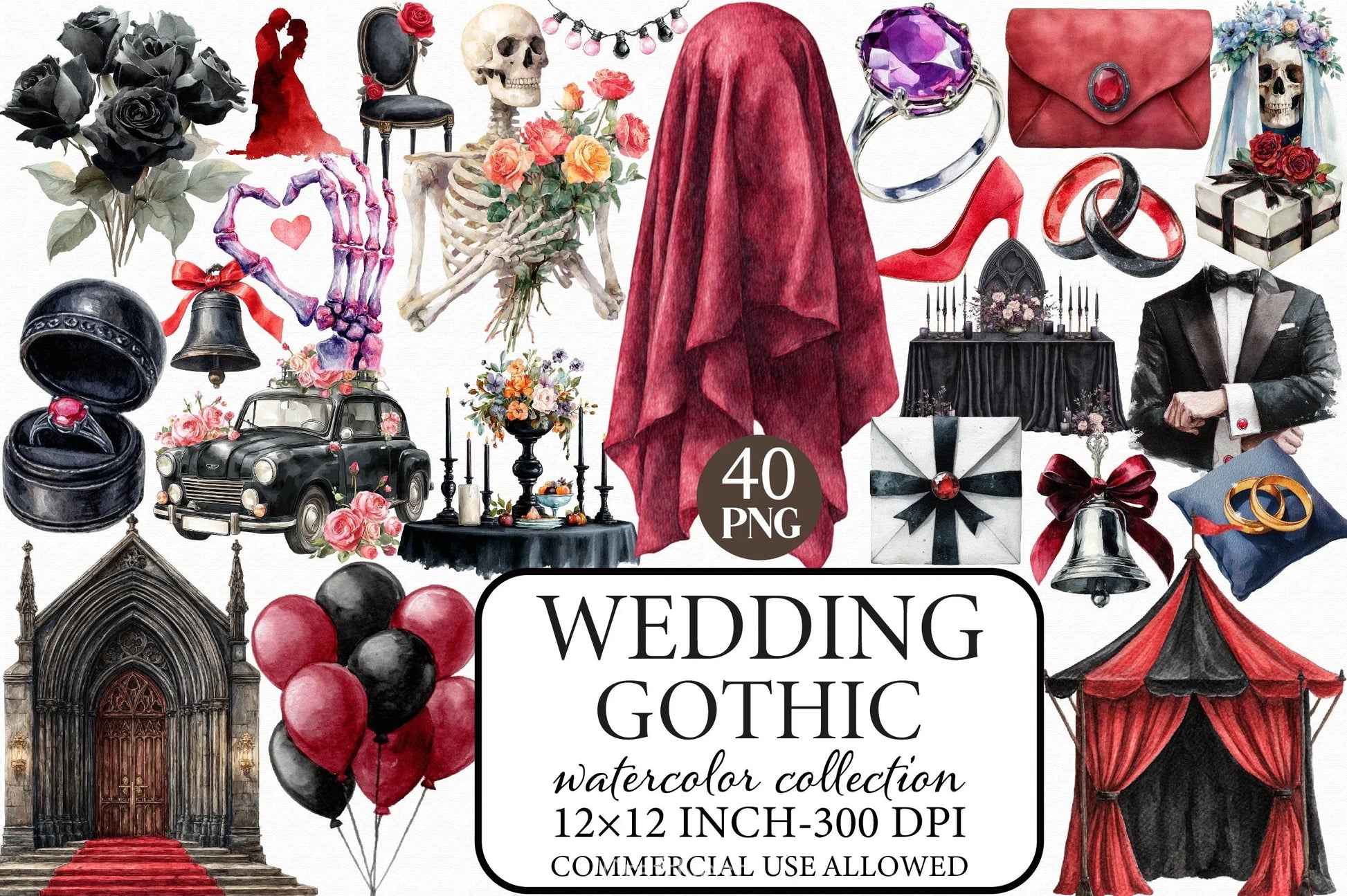 Gothic Wedding Clipart Bundle - CraftNest - Digital Crafting and Art
