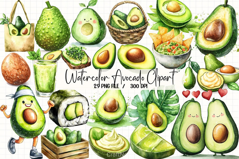 Avocado Clipart Bundle 2 - CraftNest - Digital Crafting and Art