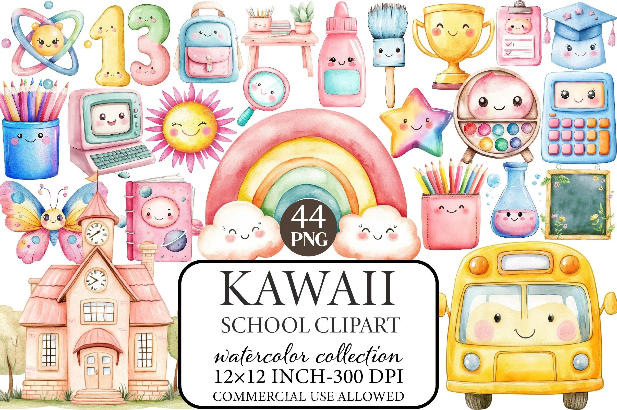Kawaii School Clipart Bundle 7 - CraftNest - Digital Crafting and Art