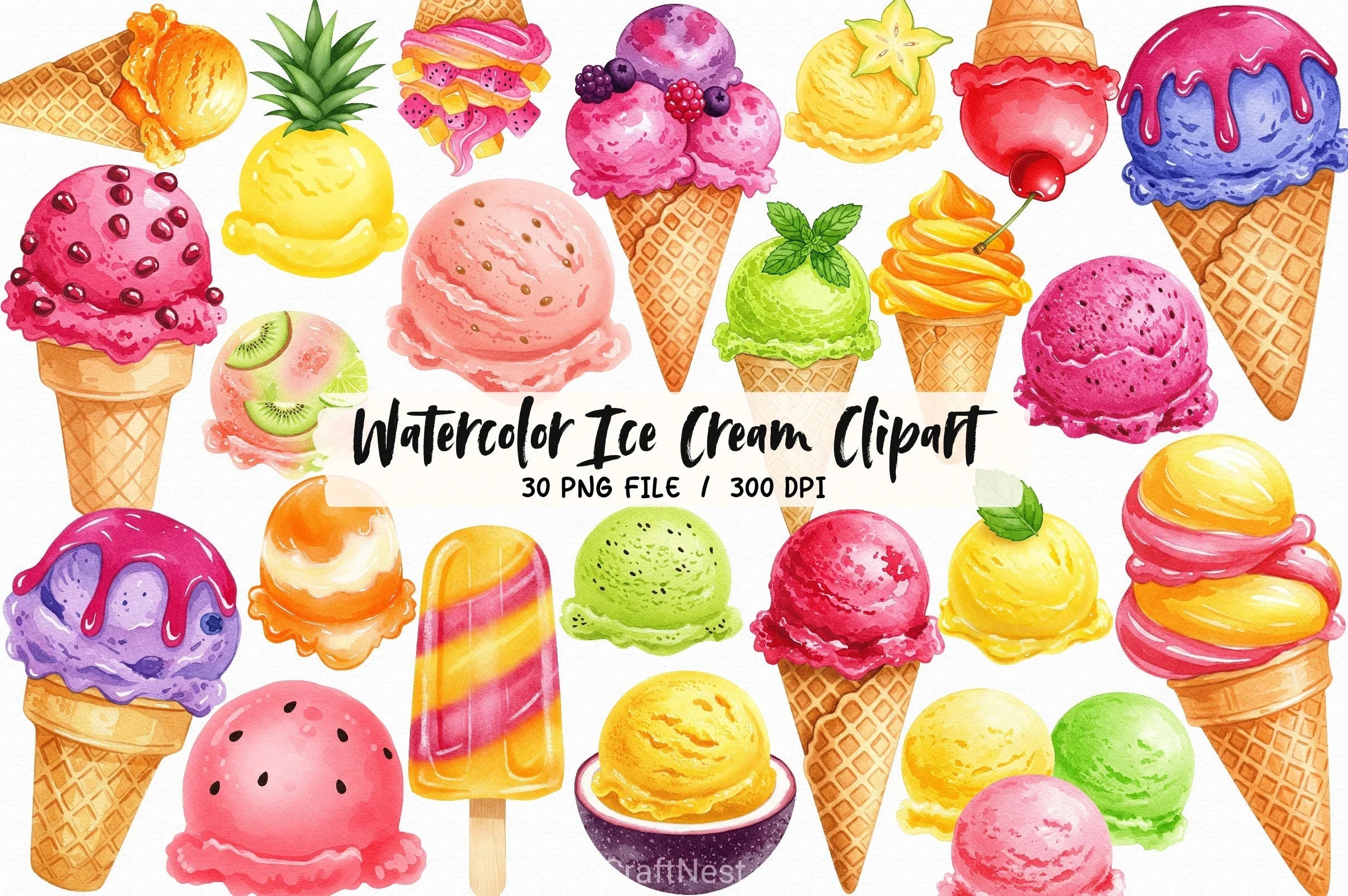 Ice Cream Clipart Bundle - CraftNest - Digital Crafting and Art