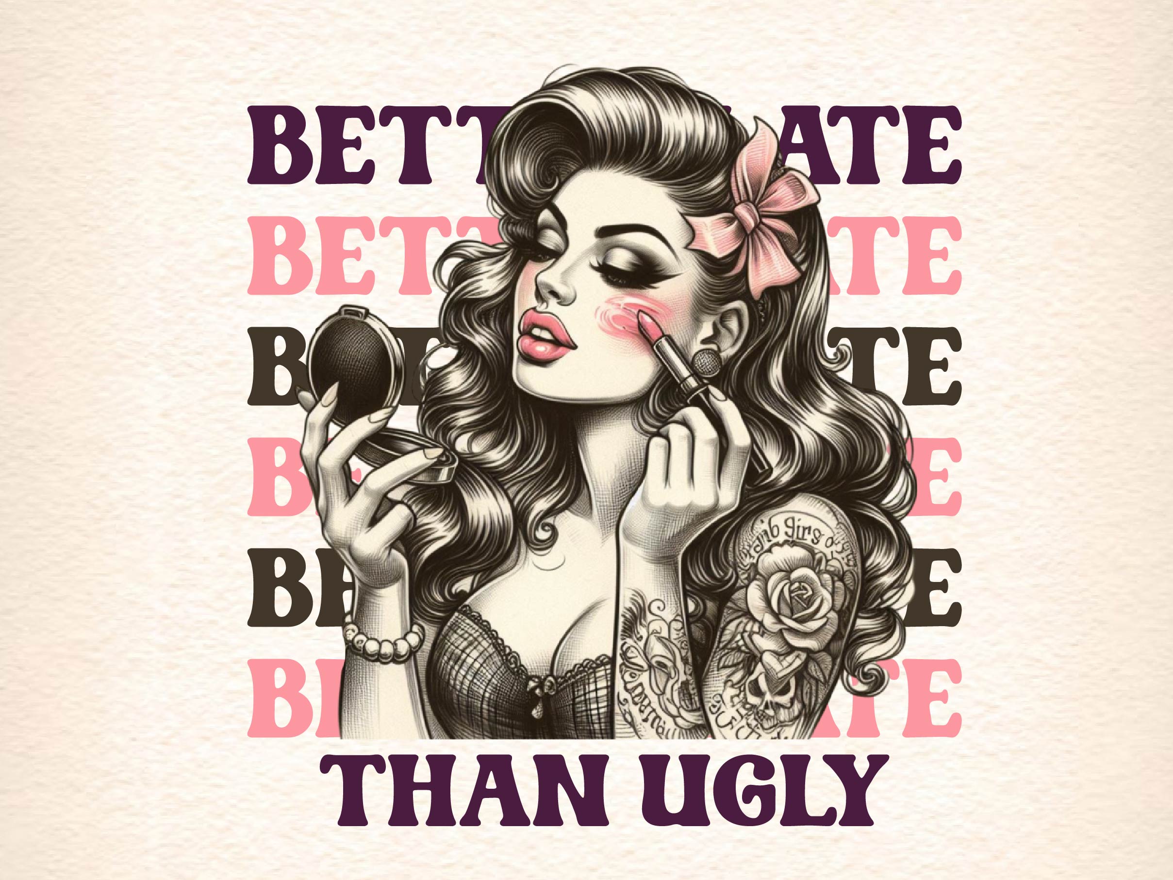 Coquette Girl Better Late Than Ugly Clipart Bundle 1