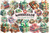 Sage Coquette Bow Book Stack Clipart Bundle