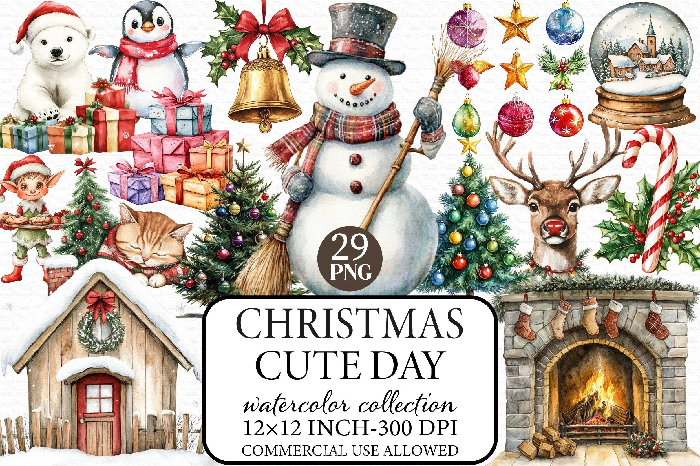 Cute Christmas Clipart Bundle - CraftNest - Digital Crafting and Art