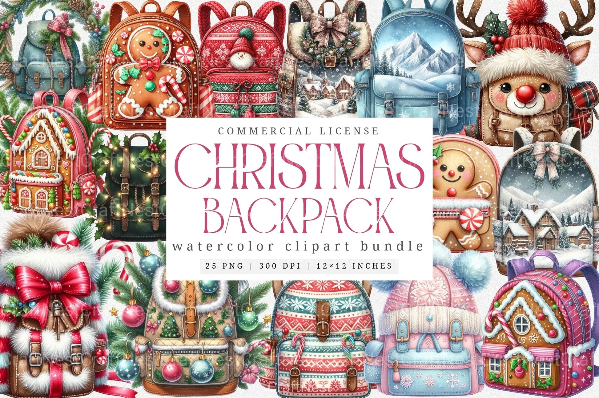 Christmas Backpack Clipart Bundle - CraftNest - Digital Crafting and Art