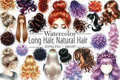 Long Natural Hair Clipart Bundle - CraftNest - Digital Crafting and Art