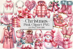 Pink Christmas Clipart Bundle 8 - CraftNest - Digital Crafting and Art