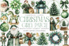 Vintage Green Christmas Winter Clipart Bundle