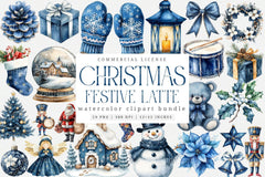 Vintage Navy Christmas Winter Clipart Bundle - CraftNest - Digital Crafting and Art