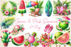 Green & Pink Summer Clipart Bundle 4