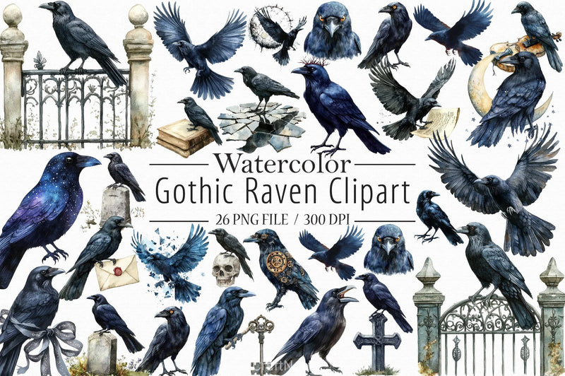 Gothic Raven Clipart Bundle - CraftNest - Digital Crafting and Art
