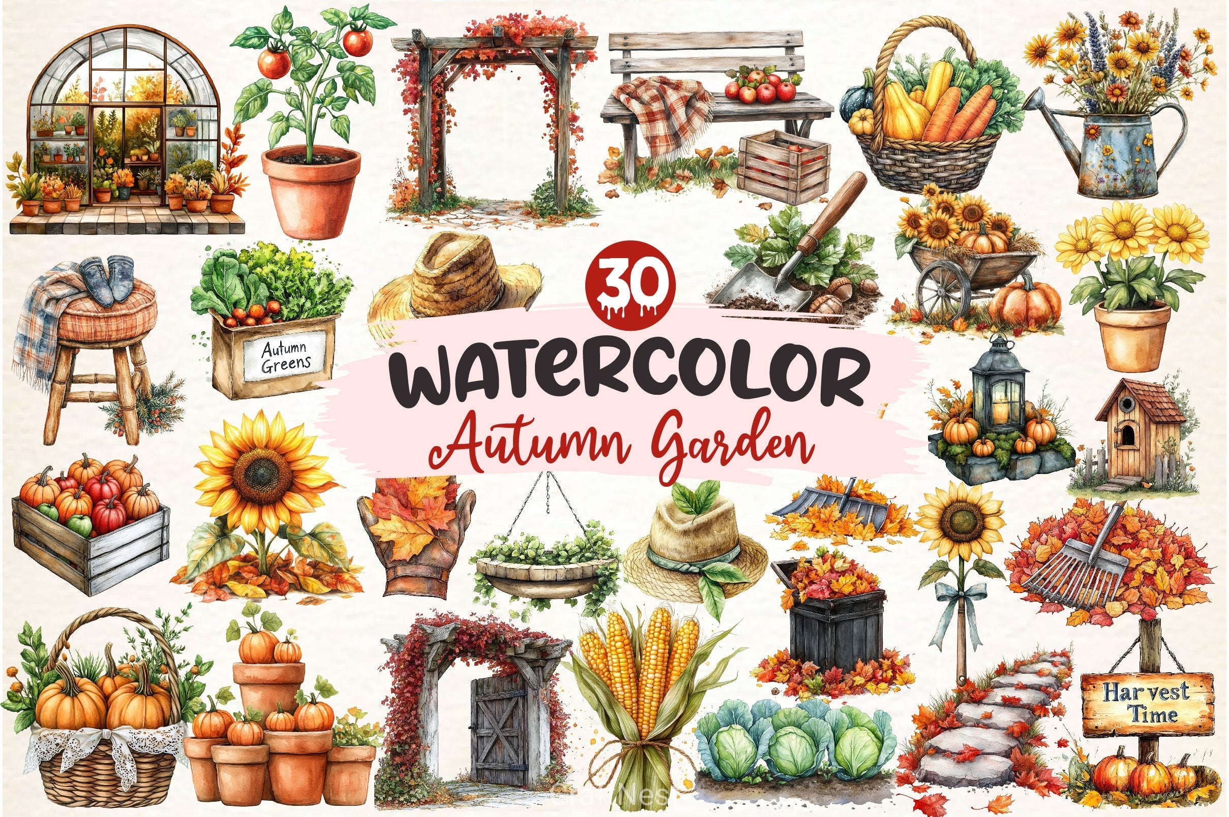 Autumn Garden Clipart Bundle 2